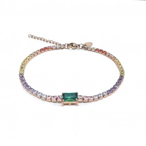 Green crystal Stainless steel bracelet inlaid with crystal 2024 fashion gift
