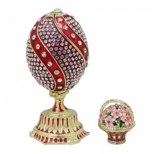 Russian Easter Enamel Striped Flower Basket Castle Metal Industrial Faberge Eggs Family Decoration Holiday Souvenirs