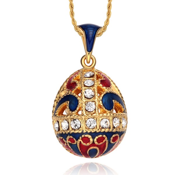 Hollow design women popular enamel brass jewelry vintage egg pendant