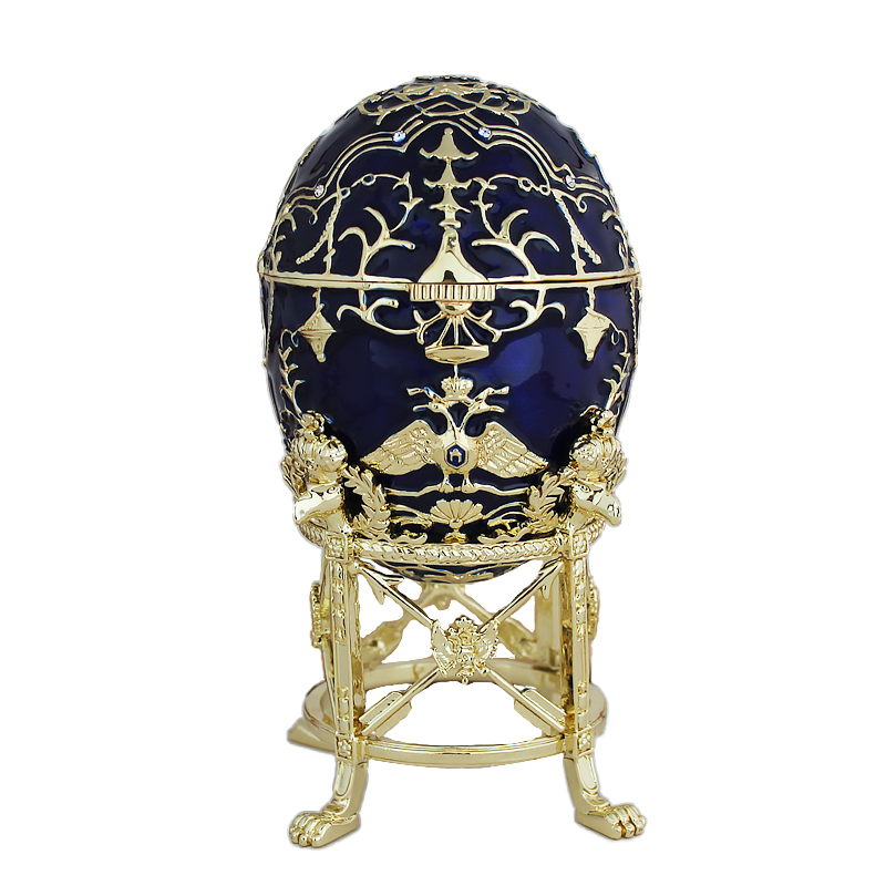 대관식 파란색 계란 상자 Faberge 계란 보석 상자/장신구 상자 공장 가격