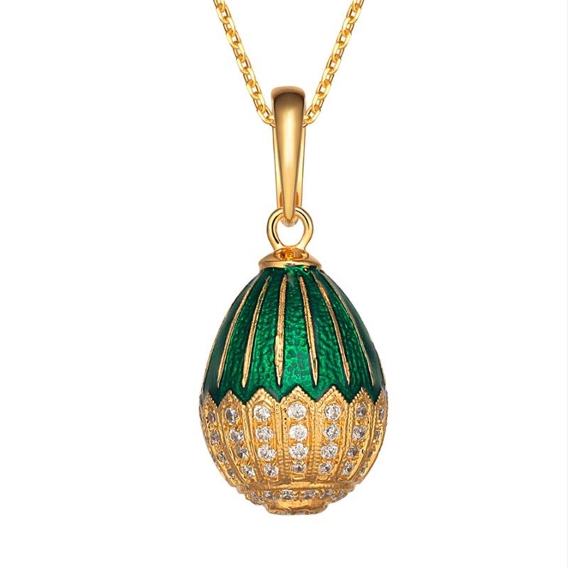 Copper enamel pendant necklace na may kristal