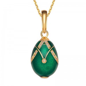 ສີຂຽວ Vintage Copper enamel necklace pendant ກັບໄປເຊຍກັນ