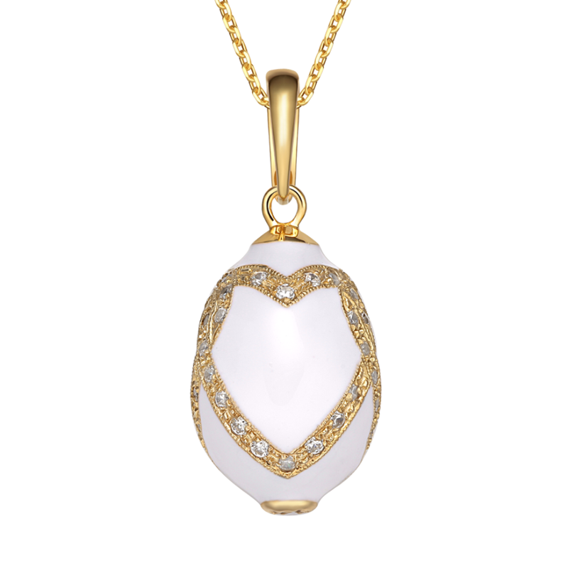 Vintage enamel pendants with crystals, heart pattern