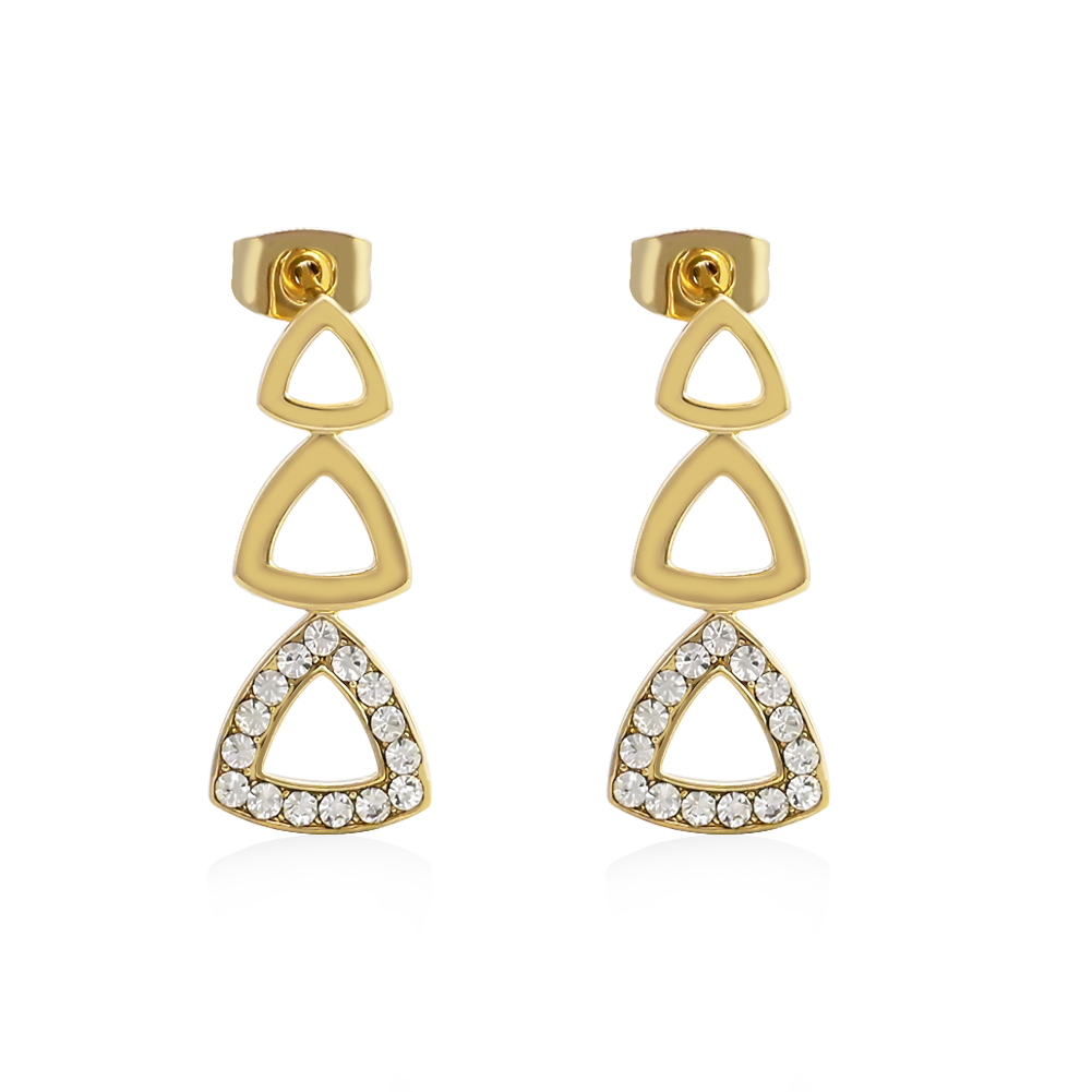 Shining Rhinestone Hollowed-Out Triangular Earrings for Daily Wearing