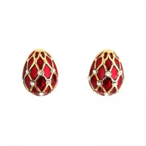 Aranga Rhinestone Egg Charm Earrings Enamel Russian style faberge egg whakakai