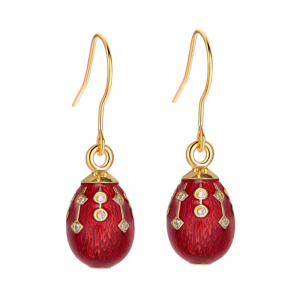 Stylish Russian style enamel copper crystal hook egg earrings patterns down the egg