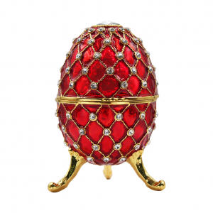 Kotak perhiasan buatan tangan gaya Rusia, kotak perhiasan kristal telur faberge Paskah