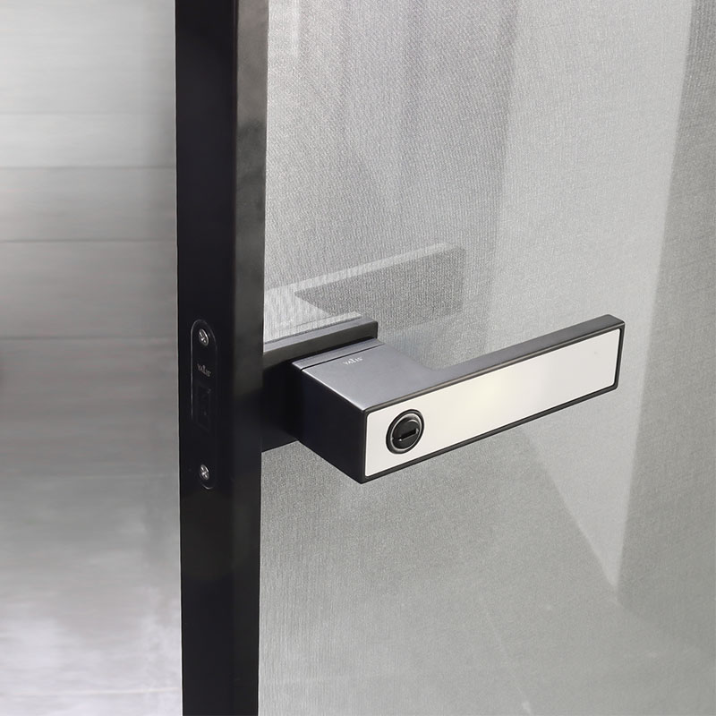Good quality Sliding Glass Door Handle With Key Lock - Matt Black Slim Frame Glass Door Handle Lock – YALIS