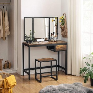 Simple and Easy to Assemble Iron and Wood Combined Dressing Table with Drawer 0325