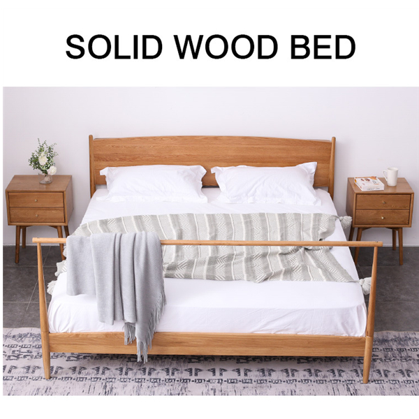 Simple Western Style Double Solid Wood Bed Bedroom Furniture Bed#0109 Featured Image