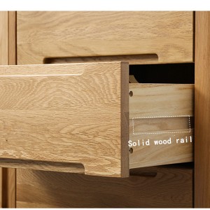 Solid wood sideboard simple storage cabinet with one door and four drawers#0105