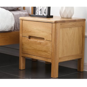 Grooved handle double-drawing bedside cabinet solid wood side cabinet#0121