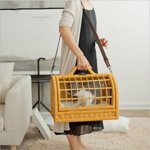 Pet box handbag rattan cat cage to go out cat backpack dog backpack