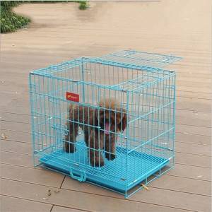 Folding Dog Cage Cat Cage Blue Pink Rabbit Cage Bold Wire Foldable Pet Cage