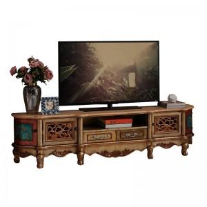 American Retro Style Artificial Painted Wood Material Multi-Function Contrast Color Art TV Cabinet 053