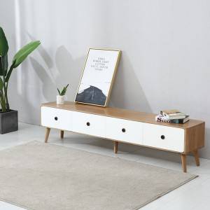 Nordic Modern Solid Wood Living Room Two-Color TV Stand Cabinet# 0020