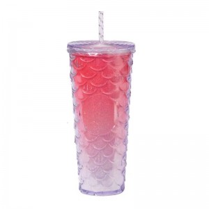 2023 m. 22OZ Nauja stiklinė su šiaudeliais Dizaino dviguba sienelė Shiny Gradient vandens puodelio stiklinė su šiaudeliu pagal užsakymą puodelio logotipas šiaudų puodelis