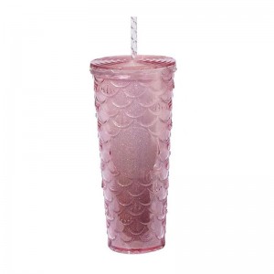 2023 22OZ Nova čaša sa slamkom Dizajn sa dvostrukim zidom Sjajni gradijent čaša za čašu za vodu sa slamnom čašom po narudžbi s logotipom slamnate šalice