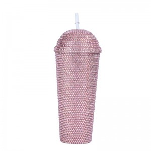 650ml 2023 New Design Straw Cup Bottiglie d'acqua Custom Shiny Diamond Bottiglia d'acqua senza bpa