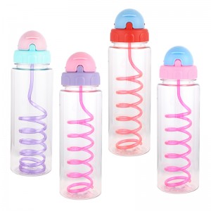 GRS Unique Design Hot Sale RPET Sport Bottle Water Plastic Kids Straw Plastic Recycled Material Bottle Water