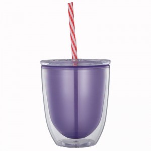 2023 13 oz novo deseño en forma de U lindo vaso de plástico por xunto de dobre capa con palla Bonito regalo Sippy Cup