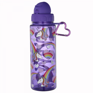 GRS تصميم جديد للأطفال أثناء السفر زجاجة مياه بلاستيكية ذات جدار واحد خالية من مادة Bpa وشعار مخصص بمقبض