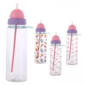 GRS New Design Kids Travel Safety Bpa Free Single Wall Plastic Water Bottle Custom Logo With Handle