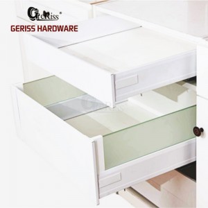 Inner High Soft Close Metal Sliding Drawer System with Side Glass
