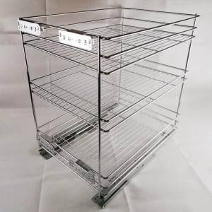 404 Series 3 layer bottom mount wire basket drawer for kitchen cabinets