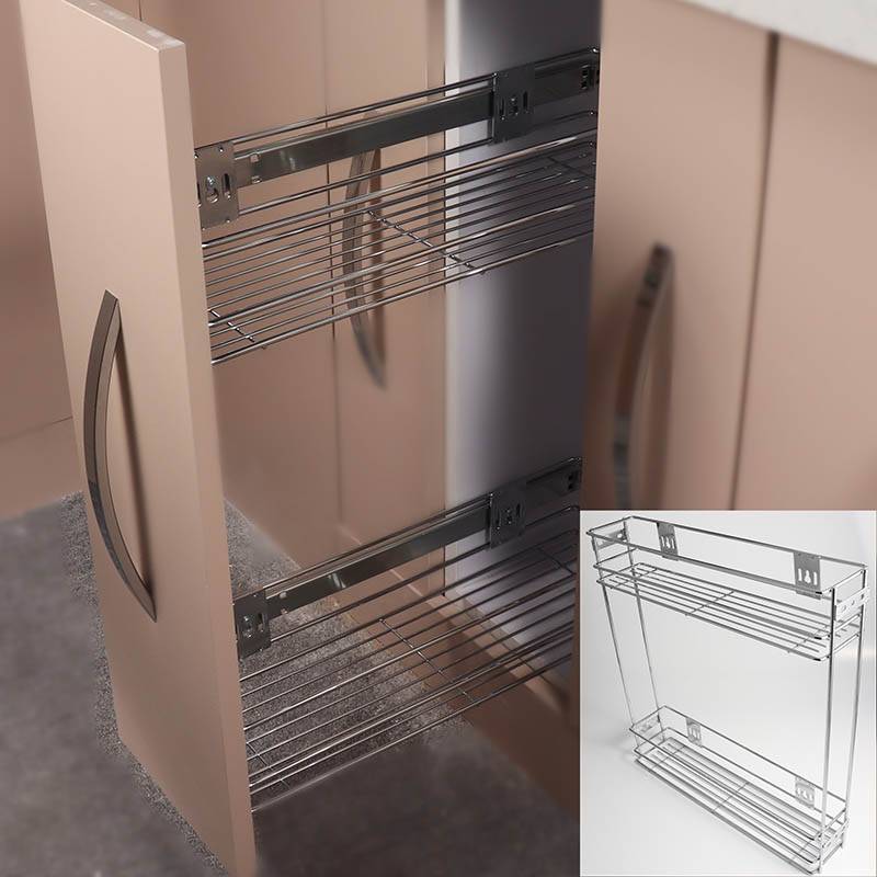 Side mount kitchen cabinet wire basket drawer
