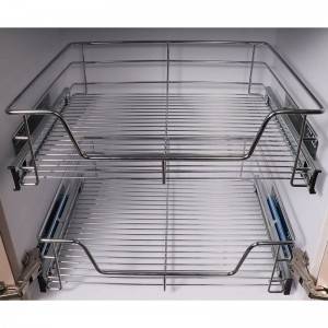 501 Series kitchen cabinet soft close pull out wire basket with side mount ball bearing slides