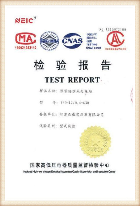 TEST REPORT YBD-12/0.4-630