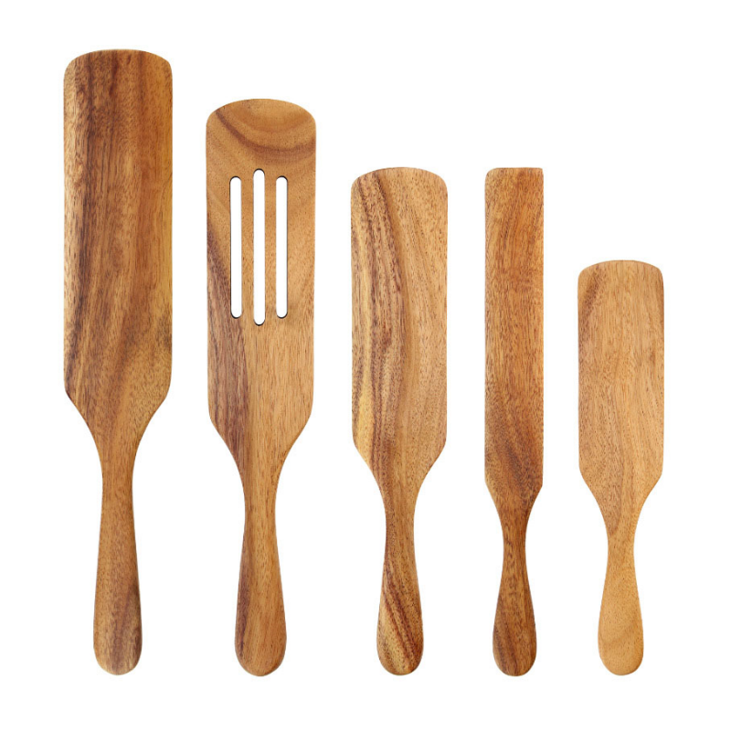 5 Pcs Acacia Wooden Kitchen Spurtle Utensils For Cooking