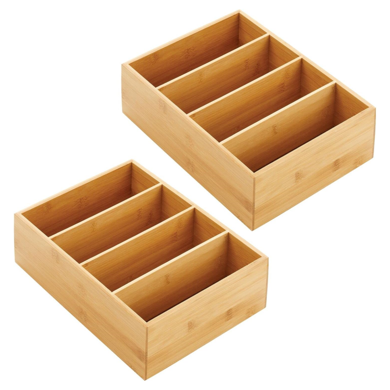 Bamboo 4-Section Divided Food Storage Organizer1