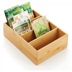 Bamboo 4-Section Divided Food Storage Organizer