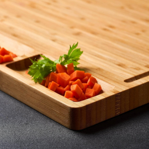 Bamboo Cutting Board With 3 Built-In Compartments