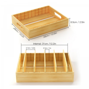 Bamboo Kitchen Organizer With Adjustable Dividers