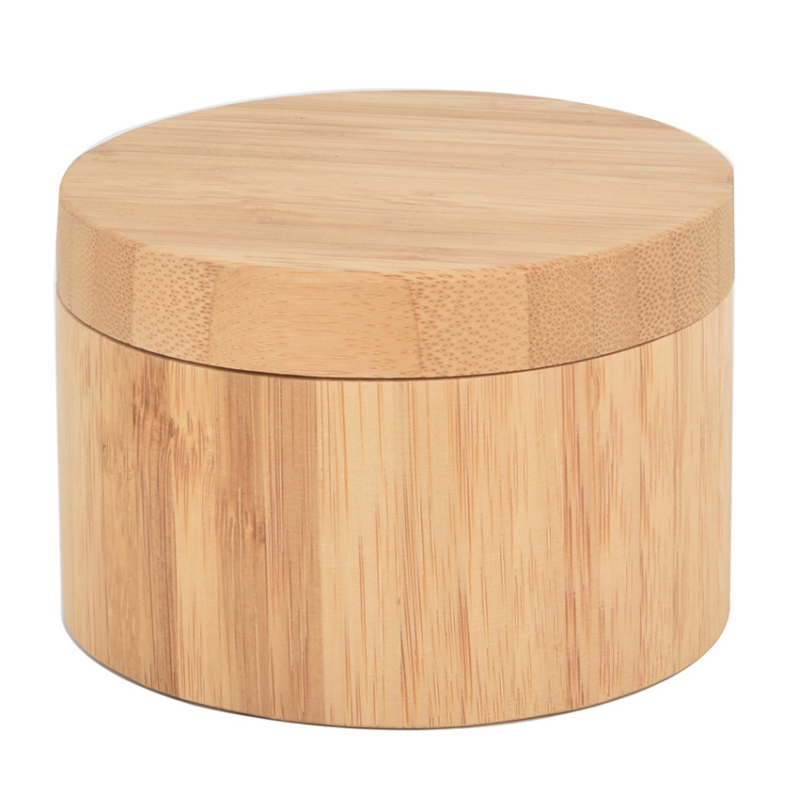 Bamboo Kitchen Salt Cellar Box With Swivel Magnetic Closure Lid