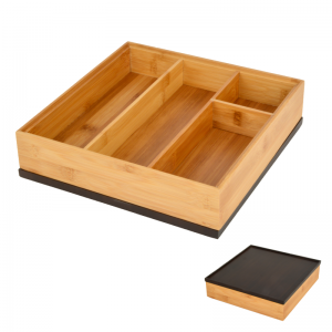 Bamboo Stackable Drawer Organizer With 5 Boxes