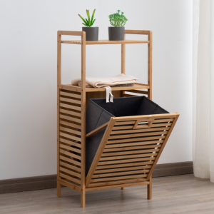 Bamboo Tilt-Out Laundry Hamper Storage Cabinet With Basket