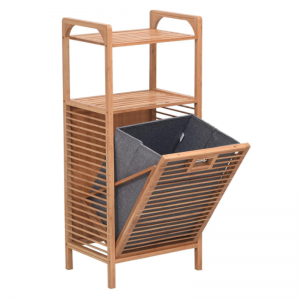 Bamboo Tilt-Out Laundry Hamper Storage Cabinet na May Basket