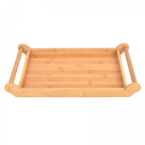 Bamboo Wooden Serving Tray With Handles For Food Breakfast Dinner