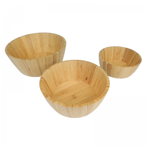 3 Pcs Bamboo Wooden Salad Bowl Set