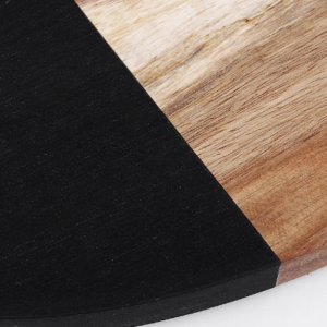 Juego de tablas de cortar de madera de mármol negro ovalado con grabado de teca natural