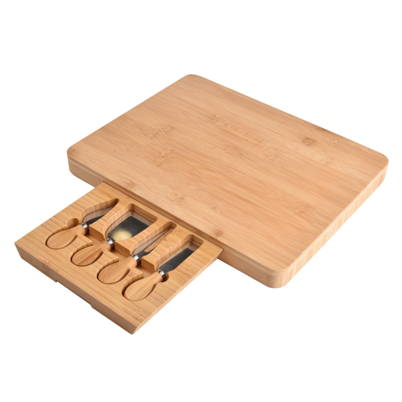 Bamboo Wooden Cheese Board and Knife Set For Kitchen