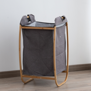 Bamboo Wooden Collapsible X Frame Foldable Laundry Hamper Basket