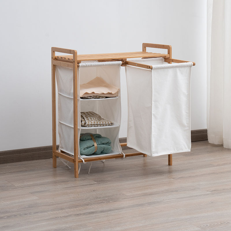 Buy Wholesale China Dual Compartments Bamboo Laundry Hamper Canvas
