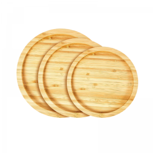 3 Pcs Round Serving Para sa Pagkain Mga Gulay Dessert Home Deco Bamboo Trays