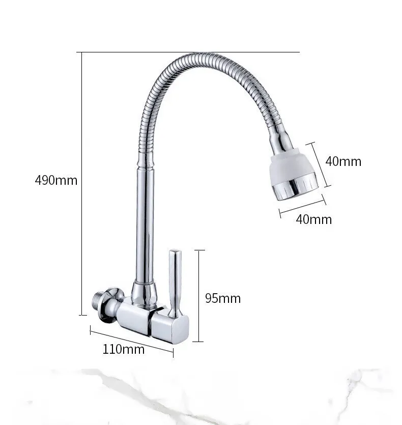 Faucet Manufacturers Wall Mounted Single Cold Water Kitchen Sink Faucet Brass Body Flexible Hose Kitchen Faucet With Sprayer