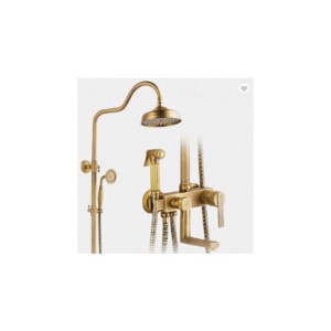China wholesale Sink Water Mixer Manufacturers –  H4igh Quality Wall-Mounted Bathroom Rain Shower 8 Inch European Antique Style Brass Rainfall Shower Set With Copper Handheld – Yuanche...